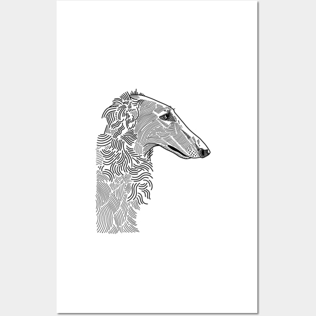 Borzoi portrait blackwork flash design Wall Art by VEROfojt